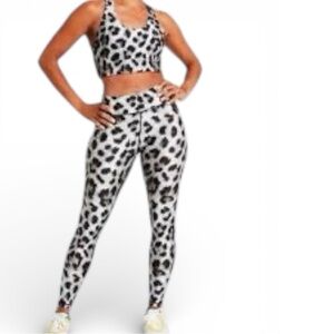 Terez Snow Leopard Set Rare Hard to Find Matching Leggings & Sports Bra EUC